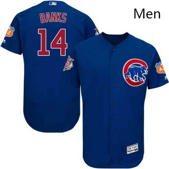 Mens Majestic Chicago Cubs 14 Ernie Banks Royal Blue Alternate Flex Base Authentic Collection MLB Jersey